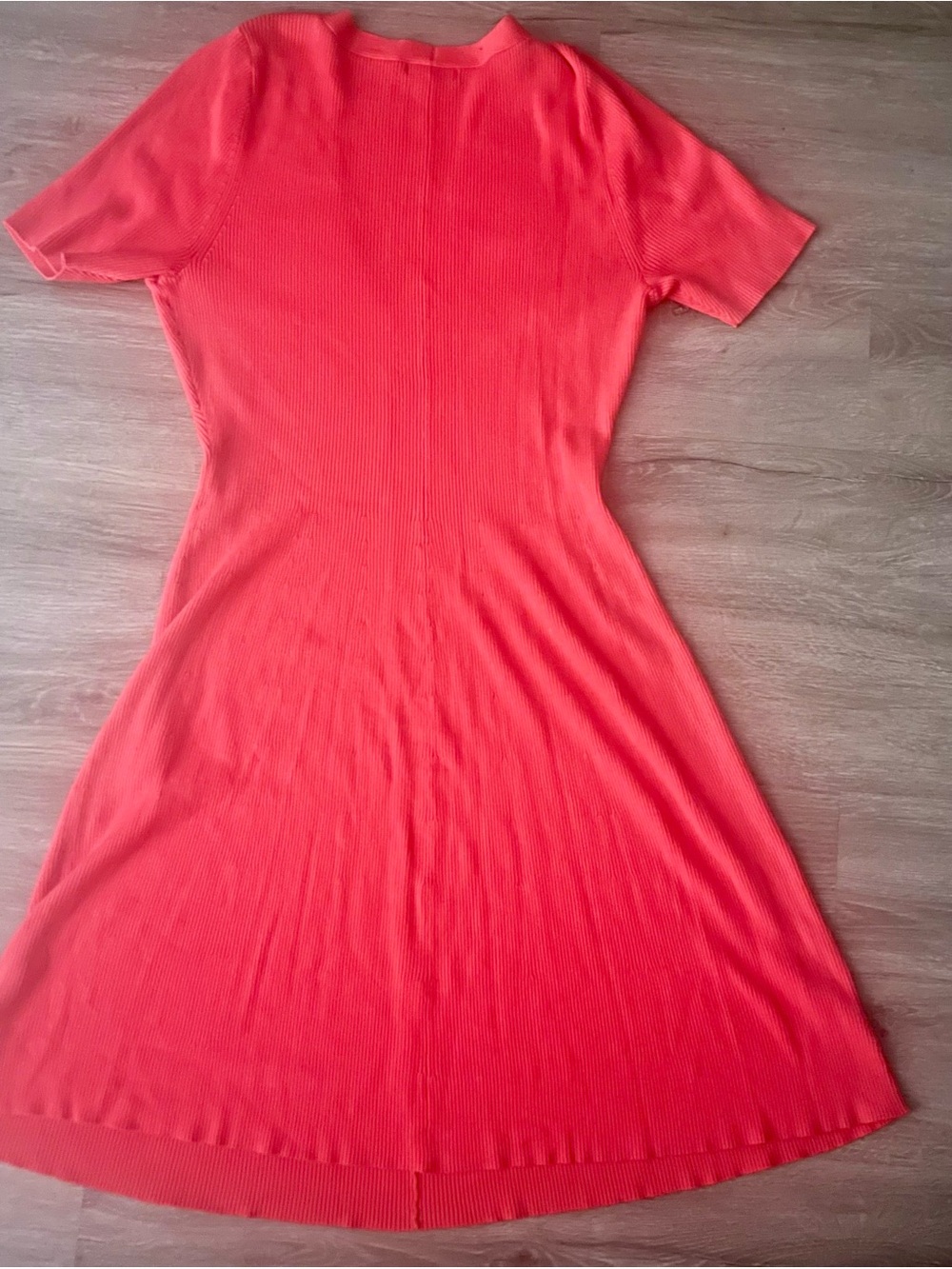 Lane Bryant Coral Pink Ribbed V-Neck Fit Flare Dress 14/16 - Picture 4 of 4
